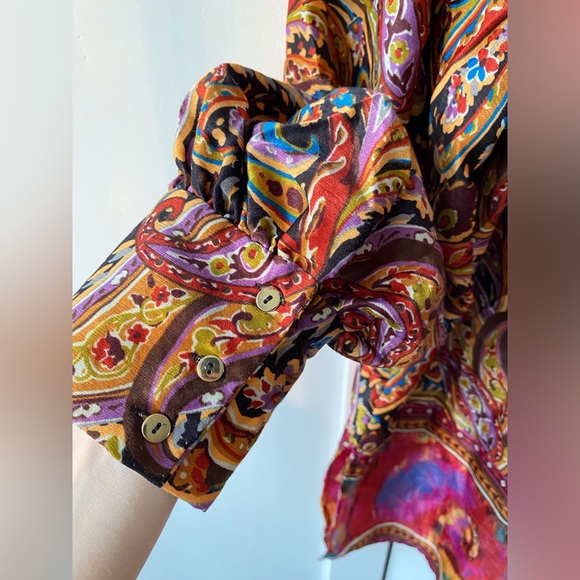 Retro ZARA Oversized Paisley Satin Blouse (M) - Picture 13 of 14